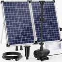POPOSOAP 70W Solar Pond Pump,Solar Fountain Pump 580GPH Adjustable Flow, Outdoor Solar Water Pump with 17Ft+10Ft Cord & 6.6Ft PVC Tubing for Ponds, Fountain Waterfall-P170H