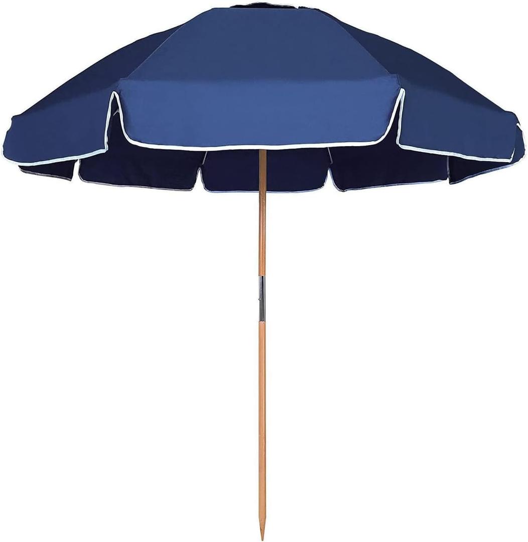 AMMSUN 7.5ft High Wind Beach Umbrella with Air Vent & Ash Wood Pole
Heavy-duty commercial-grade design with UPF 50+ protection, carry bag included. Navy Blue for beach, pool, patio