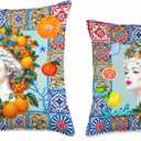 Italian Sicilian Moors Head Summer Lemon Art Throw Pillow, 16x16
