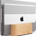COREMINDED Adjustable Dual Vertical Laptop Stand for Desk, Wooden Laptop Holder, MacBook Pro Stand, Wood Mac Air Dock