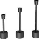 YUMORE Small Candle Holders - Pillar Candle Solid Stainless Steel Stands for Halloween, Wedding Centerpieces, Dining Table, Mantel Decor, Modern Farmhouse, Matte Black 3-Packs