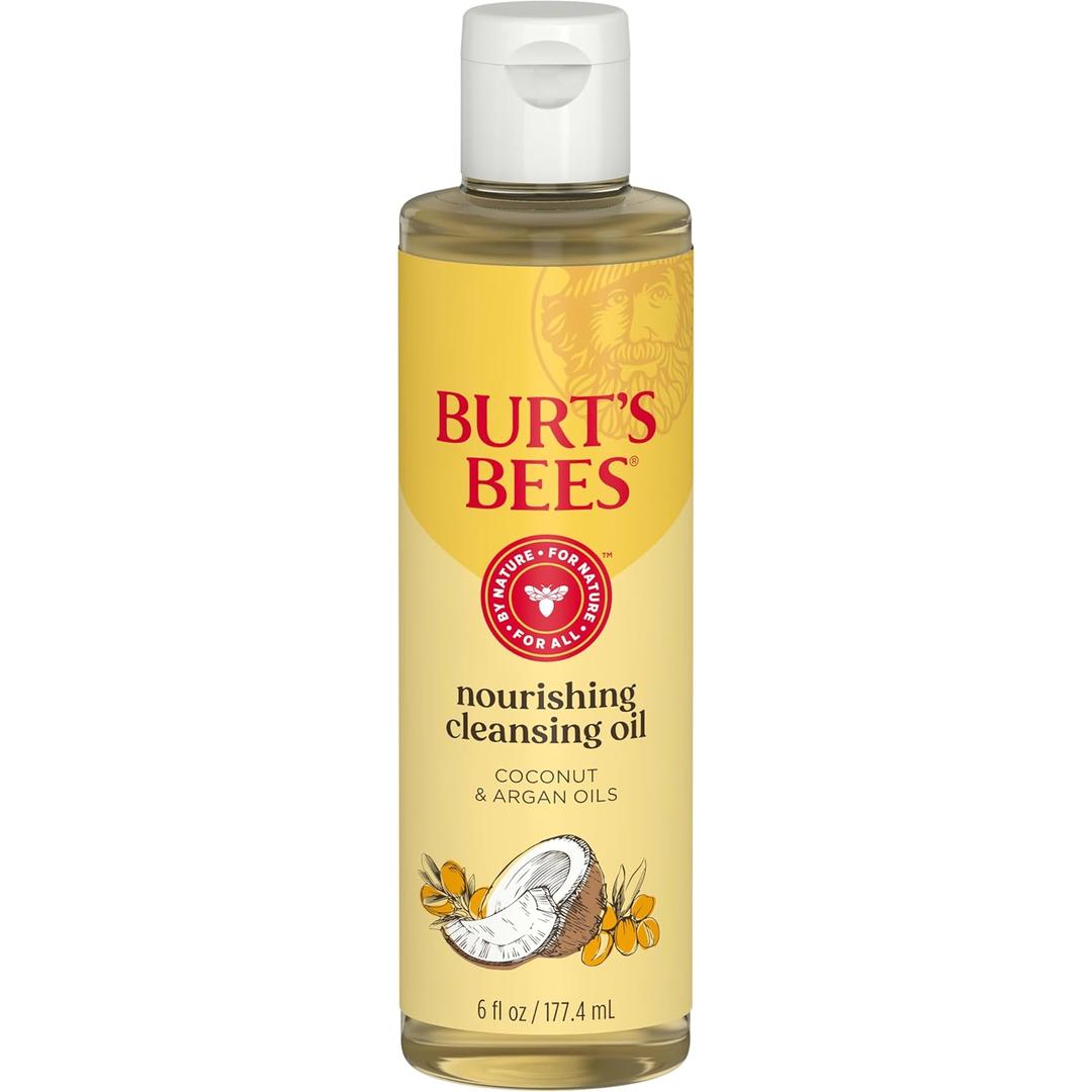 Burt's Bees Nourishing Cleansing Oil With Coconut and Argan Oils, Cleansing Face Oil for Normal to Dry Skin, College Back to School Dorm Essentials, Natural Origin Skin Care, 6 fl. oz. Bottle (Pack of 1)