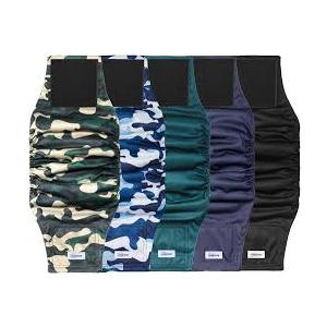 Reusable Dog Diapers Male, Premium Washable Belly Bands for Dogs, Pack of 5, High Absorbing Medium Male Dog Wraps for Doggie & Puppy in Incontinence or Excitable Urination and Training(M)