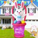 Danxilu 7 Foot Easter Inflatables Bunny Outdoor Decorations, Blow Up Rabbit with Basket Decor, Bright LED Lights Inflatable Yard Decoration for Holiday Party Indoor Garden Lawn Spring Dcor