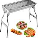 X-large 28" Barbecue Charcoal Grill Stainless Steel Folding Portable BBQ Tool Kits for Outdoor Cooking Camping Hiking Picnics Tailgating Backpacking or Any Outdoor Event (for 5-15 persons)