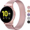 Wanme Metal Bands for Samsung Galaxy Watch Active 2 Band, Galaxy Watch 4 / Galaxy Watch 4 Classic, Galaxy Watch 5 / 5 Pro Bands, Galaxy Watch 3 41mm / Galaxy Watch 42mm, 20mm Stainless Steel Replacement Strap for Galaxy Active 2 Bands Women Men