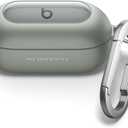 SURITCH Cases for Beats Solo Buds 2024 Case Cover, Magnetic Protective Covers for Beats Solo Buds Wireless Earbuds, Rugged Bumper Case with Magnetic Lok & Carabiner & Keyring & Cleaning Kit, Green