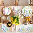 Happy Easter Plates and Napkins 168pcs Easter Party Supplies Tableware Set Easter Bunny Paper Plates and Napkins Cups for Spring Themed Easter Birthday Party,Serves 24