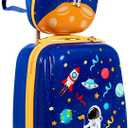 GYMAX 2Pc Kid Carry On Luggage Set, 12" & 18" Kids Suitcase with 4 Spinner Wheels, Travel Rolling Trolley