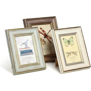 XUANLUO 3 Pack 8x10 Inch Farmhouse Rustic Picture Frame Sets Distressed Farmhouse Plastic Frame with HD plastic cover for Wall Mount or Tabletop Display (8x10, Multicolour)