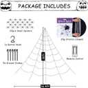 Spider Web Halloween Decoration Outdoor Lights, 125 Purple LED Light Up 16.4Ft Giant Spiderweb & 22 Small Fake Spiders & 20g Stretch Cobweb, 8 Modes Remote Control Lighted Decor for Yard Outside