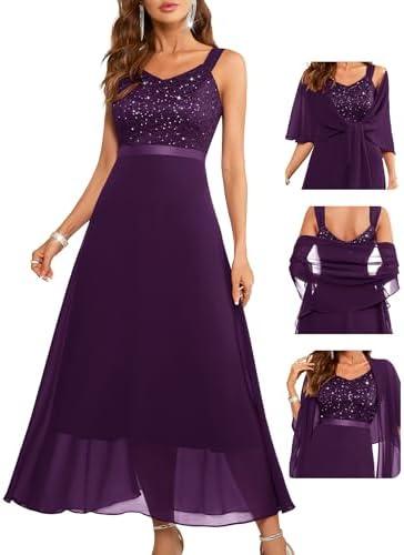 BeryLove Summer Formal Wedding Guest Prom Dresses Sequin Cocktail Evening Lace Elegant Mother of The Bride Dress S