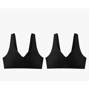 Hanes Womens Wireless Bra, Smooth Comfort Full-Coverage T-Shirt Bra for Women, 2-Pack, L