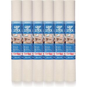 Con-Tact Brand Grip-N-Stick Durable Self-Adhesive Non-Slip Shelf and Drawer Liner, 18" x 4', White, 6 Rolls