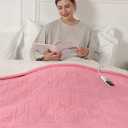 ESTINGO Electric Blanket Heated Blanket Full Size - 72"x84" Electric Heated Blanket with 6 Heating Levels & 1-10 Hours Adjustable Timer, Fast Heating Blanket for Full Body, Light Pink
