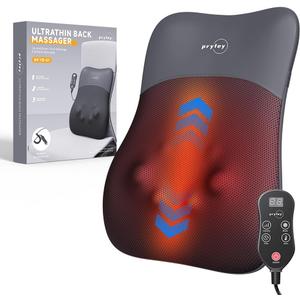 Back Massager with Heat for Pain Relief Deep Tissue, Ultrathin 4D Shiatsu Lower Back Massager, Chair Back Massager for Home Office, Gifts for Women Men