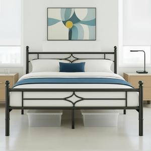 Susalt Metal Bed Frame Queen Size - 14 Inch Platform Bed Frame with Headboard/Heavy Duty Sturdy Mattress Foundation/No Box Spring Needed/Easy Assembly, Black, Queen