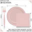 CENLBJ 150 Pcs Pink Paper Plates and Napkins and Forks,50 Guest Disposable Party Supplies Include Plates Napkins Plastic Forks for Baby Shower,Birthday,Bridal,Wedding