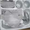 VEWEET, Series Fiona, 30-Piece Dinnerware Sets for 6, White Dishes Set with Black and Gray Stripes, Porcelain Dinner Set Including Dessert Plates, Soup Plates, Dinner Plates, Cups & Saucers