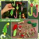 Soulchen 60 Sets Christmas Crafts for Adults, Beaded Ornament Kit to Make Xmas Candy Cane Shaped Green Ornaments Red White Wooden Bead for Xmas Holiday Party Supplies