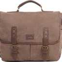 Vintage Canvas Messenger Bag for Men  Laptop Briefcase for Work & Travel  Multi-Pocket Crossbody Bag (Brown)