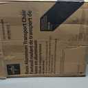 Medline Lightweight Foldable Transport Wheelchair with Handbrakes and 12-Inch Wheels, Blue Frame, Black Upholstery