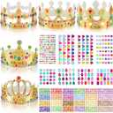 Paper Princess Prince Crowns for Kids Birthday Party Hats Gold for Boys Girls DIY Crown Supplies (Classic Style,34 Pieces)