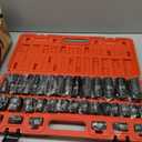 1/2" Spuare Drive 35 Piece Impact Socket Set,Metric Shallow (8-32mm) and Deep (10-32mm) Allen Sockets,Dual Size Markings,6 Point Radius Corner Design,CR-MO Alloy Steel for Auto Repair