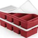 Silicone Freezer Tray With Lid - Silicone Freezer Food Molds- Large Ice Cube Tray,Silicone Freezer Container,Freeze & Store Soup, Sauce, Broth,Leftovers - Makes 4 Perfect 1 Cup