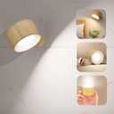 LED Wall Sconce, Wall Mounted Lamp with Rechargeable Battery Operated USB Port 3 Color Temperature & 3 Brightness Level 360° Rotate Magnetic Ball, Cordless Light for Reading Bedside-Wood