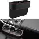 Car Cup Holder Expander & Seat Gap Filler - PU Leather Cover with Stitching, Multifunctional Front Seat Organizer, for Car Truck Van, Holds Large Cups and Phones,Prevent Dropping Items (1Pack, Black)