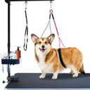 SHELANDY Pet Grooming arm with clamp for Large and Small Dogs - 35 inch Height Adjustable and Free Two No Sit Haunch Holder,Black