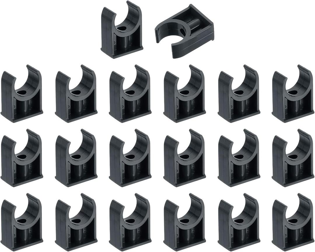 uxcell 20Pcs PVC Water Pipe Clamps Clips, U-Shaped Tubing Hose Buckles, Irrigation Tube Holder for 25mm OD for TV Trays Tubing Hose Hanger Support Tubing, Black