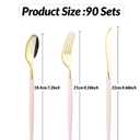 Goodluck 90 PCS Pink Gold Plastic Silverware Set for 30 Guests,30 Knives, 30 Forks and30 Spoons, Food-grade material free of BPA, Gold Plastic Cutlery Ideal for Weddings, Birthdays, Graduation