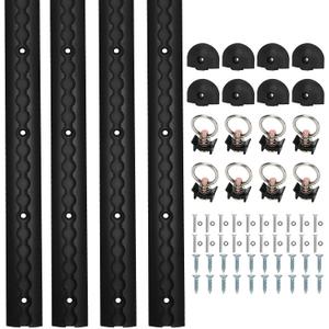 Upgraded 4ft 4pcs Heavy Duty Aluminum L-Track Rail, 48" Aluminum L-Track Tie Down System, Include (8) O-Ring, (8) Black End Caps and Mounting Screws, Suitable for Secure Motorcycles,Small Tractors etc