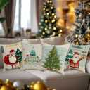 Christmas Pillow Covers, Decorative Winter Holiday Pattern, 18x18 Inch, 4 Piece Set