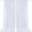 PARTISKY 10x10ft White Chiffon Sheer Backdrop Curtains (2 Panels 5x10ft Each) -Wrinkle-Free Drapes for Wedding, Birthday Party & Photography Stage Decor