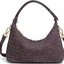 Suede Shoulder Bag for Women Retro Crescent Woven Hobo Purses Slouchy Crossbody Handbag with Adjustable Strap