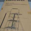HBTower Step Ladder, Folding Step Stool with Wide Anti-Slip Pedal, Sturdy Steel Ladder, Convenient Handrail, Lightweight, Portable Steel Step Stool (5 Step Ladder, Black)