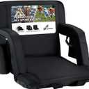 Sportneer Stadium Seats with Back Support: 2.5'' Thick Comfy Cushion 6 Adjustable Angle Bleacher Seat with Armrest - 2 Large Pockets, 2 Cup Holders Stadium Chair for Sport Events Concerts Parks, Non-Heated, Regular - 20.5"