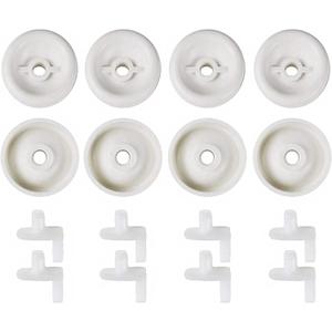 (8 Pack) Exact Replacement Dishwasher Dishrack Rollers and Studs - Lower Rack Wheel Kit Compatible with GE, Kenmore, and Hotpoint Dishwashers Part Number WD35X21038