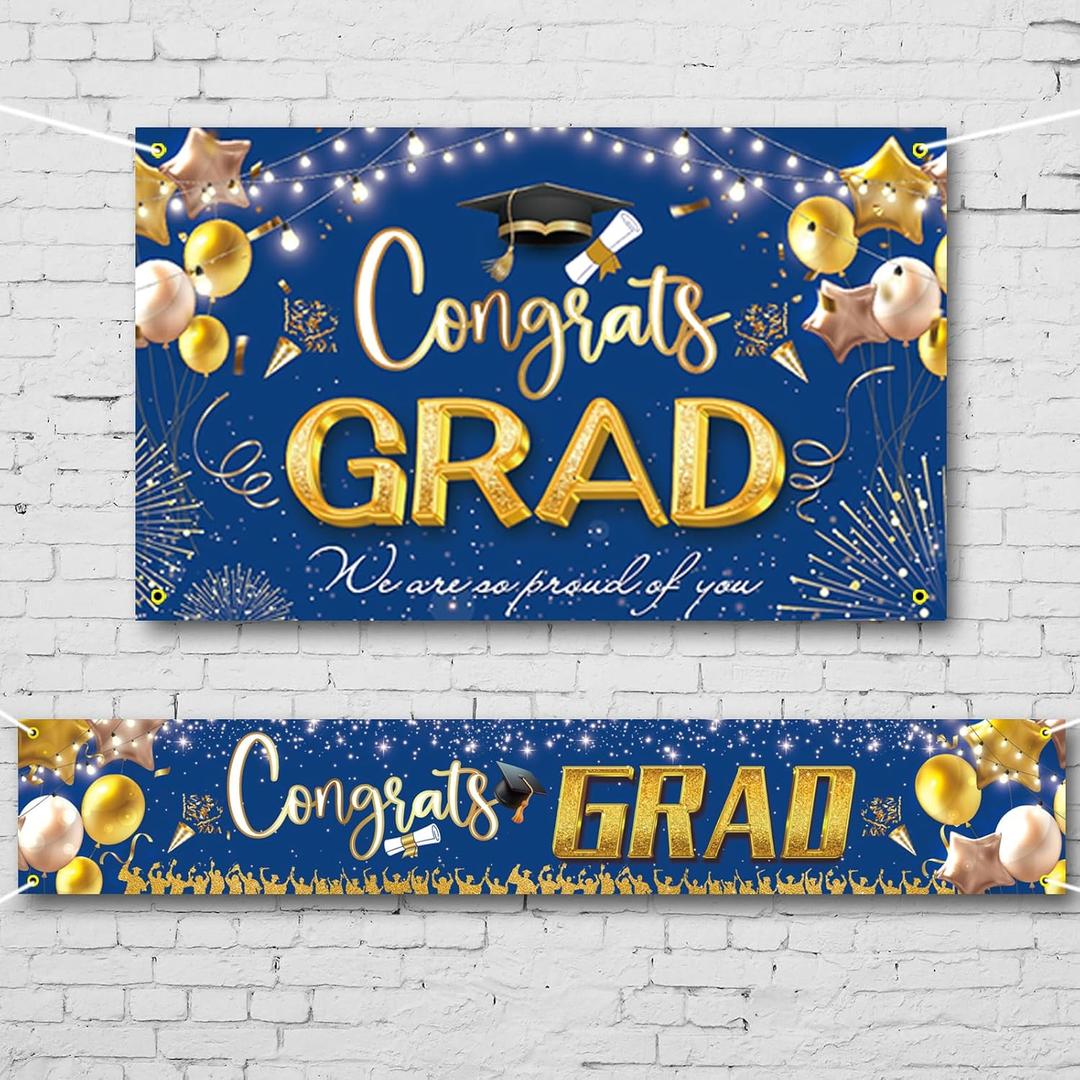 Large Banner and Backdrop for Party, Yard, Garden  Party Supplies for Indoor/Outdoor (Graduation Blue) Large Banner and Backdrop for Party, Yard, Garden  Party Supplies for Indoor/Outdoor (Graduation Blue)