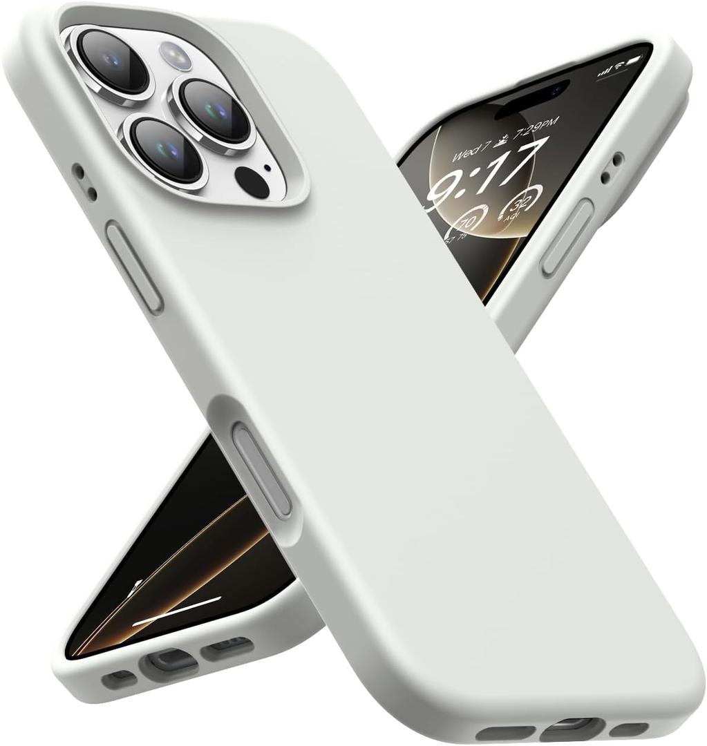 OuXul Designed for iPhone 16 Pro Case,Shockproof Liquid Silicone Protective Phone Case with Soft Anti-Scratch Microfiber Lining Ultra Slim Drop Protection Phone Cover 6.3 inch(Antique White)