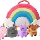 PixieCrush Unicorn Stuffed Animal Set - 5 Plush Toys for Girls with Narwhal, Puppycorn, Kittycorn and Rainbow Unicorn - Soft Plushies with Carry Case - Gift for Kids Ages 3 and Up