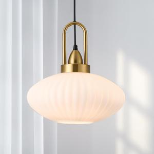 12 Inch Milk Glass Pendant Lights Vintage Chandelier Pendant Lighting Modern Mid Century Hanging Lights Adjustable Kitchen Island Light for Dining Room Bedroom Hallway