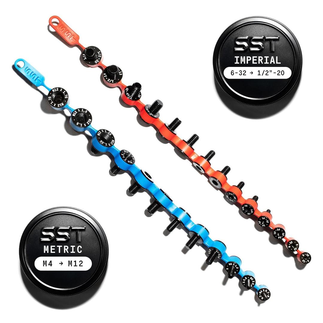 SST - Identibolt Flex - Portable Nut and Bolt Male and Female Thread Gauge Checker - Imperial SAE and Metric Threads - Measure & Mount Almost Anywhere - Double-Sided Gauges - Made in USA