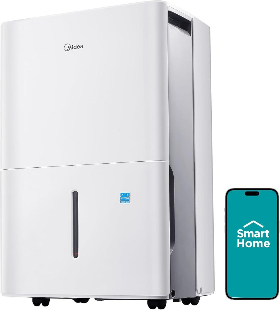 Midea 3,000 Sq. Ft. Dehumidifier for Basement, With Reusable Air Filter 35 Pint - Ideal For Basements, Large & Medium Sized Rooms, And Bathrooms (White)