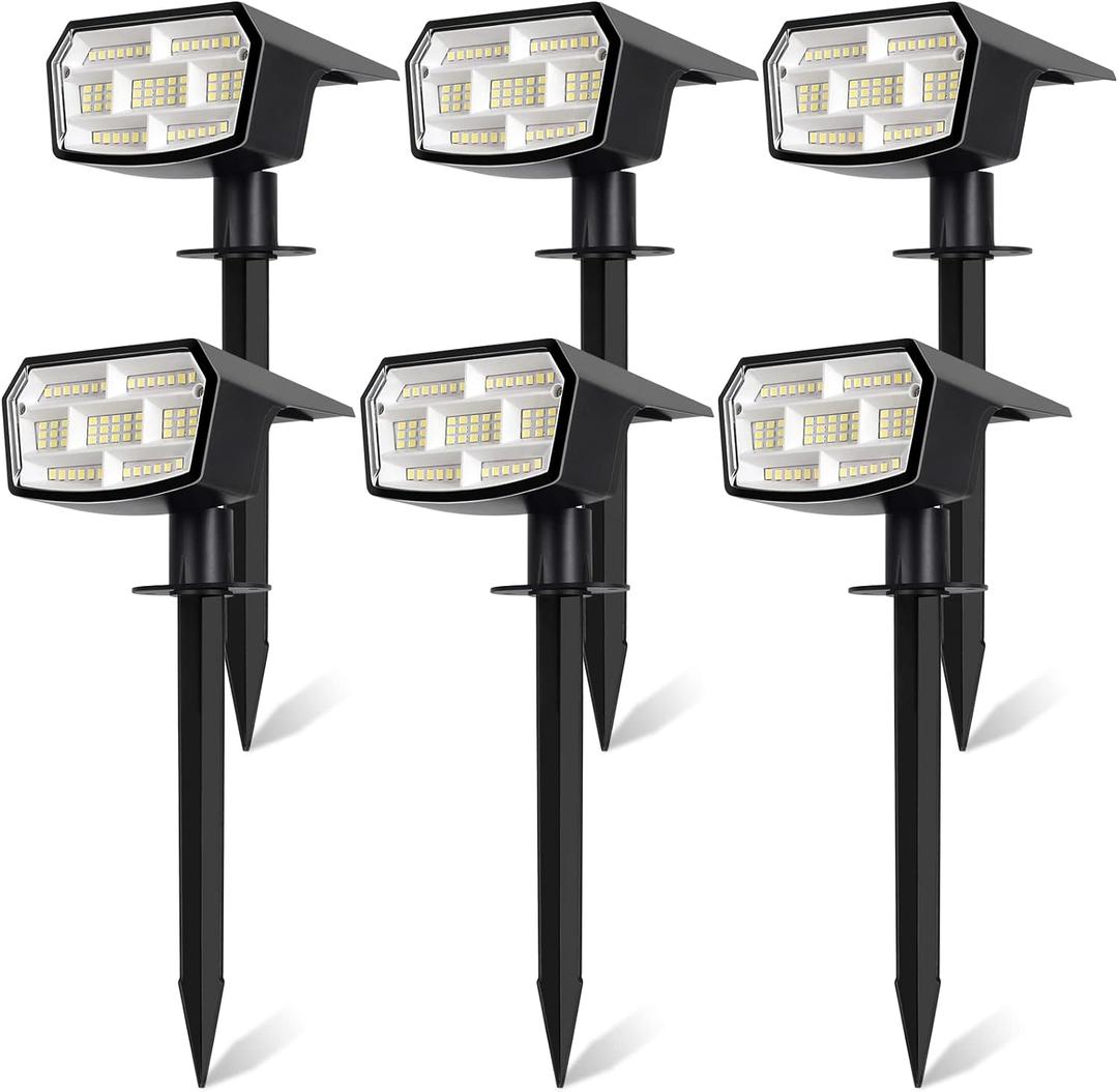 6-Pack Solar Spot Lights Outdoor, 59 LED Solar Lights Outdoor Waterproof, Outdoor Solar Lights for Yard with 3 Lighting Modes, Solar Landscape Spotlights for Garden Pathway Driveway Walkway (Cool White)