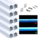 Muzata 10Pack 6.6FT/2M Excellent Spotless LED Channel with Thicker Milky White Cover No Hot Spots Sliver Deeper LED Strip Diffuser Channel U108 WW 2M