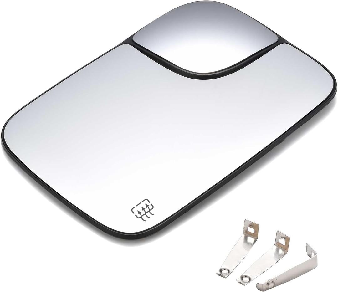 Heated Mirror Glass Right Passenger Side Compatible with Dodge Ram 1500 2500 3500 2005 2006 2007 2008 2009 Replace# 5161010AA With spotter mirror